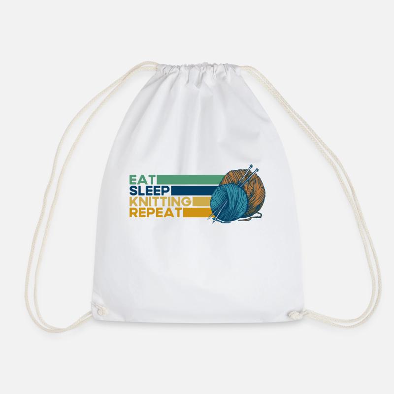 Knitting Knitting Knitting Lovers Gift - Drawstring Bag - white