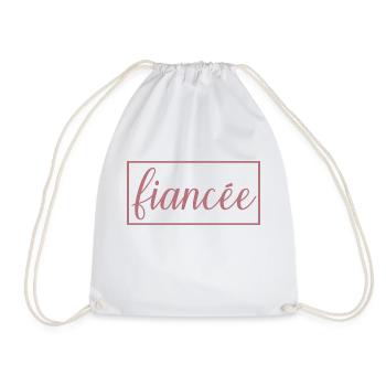 Fiancée Matching Engagement Wedding Honeymoon - Drawstring Bag - white - Front