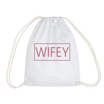 Wifey Matching Couple Engagement Wedding Honeymoon - Drawstring Bag - white - Front