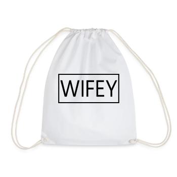 Wifey Matching Couple Engagement Wedding Honeymoon - Drawstring Bag - white - Front