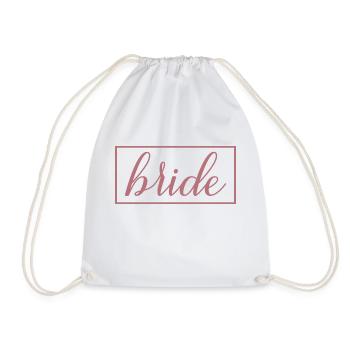 Bride Matching Couple Engagement Wedding Honeymoon - Drawstring Bag - white - Front
