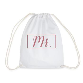 Mr. Matching Couple Engagement Wedding Honeymoon - Drawstring Bag - white - Front