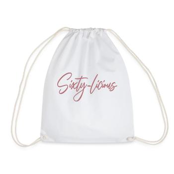Sixty-Licious Funny 60th Birthday Party Men Women - Drawstring Bag - white - Front