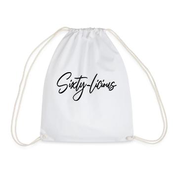 Sixty-Licious Funny 60th Birthday Party Men Women - Drawstring Bag - white - Front