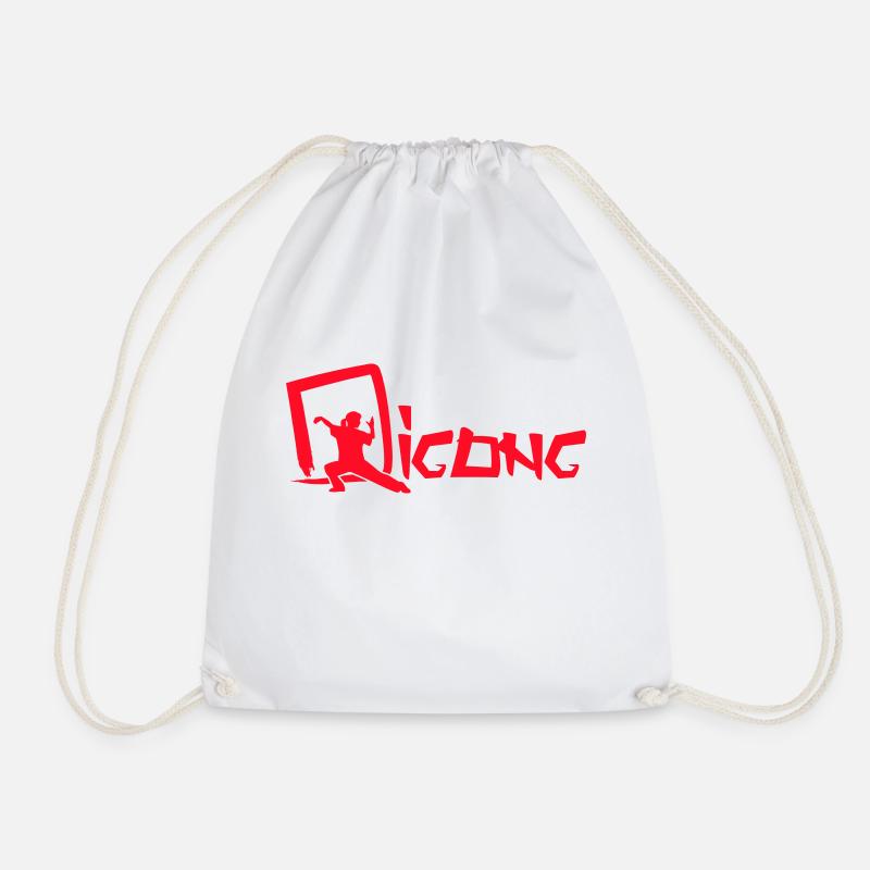 Qigong logo - Drawstring Bag - white
