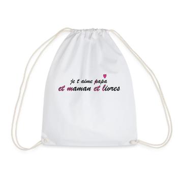 je t aime papa et maman et livres - Sac de sport léger - blanc - Devant