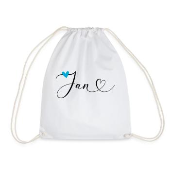 Jan Nom Prénom Calligraphie coeur - Sac de sport léger - blanc - Devant