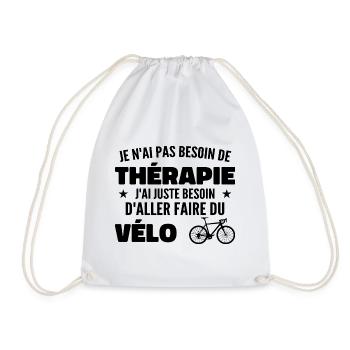 Therapy Cycling Gift Humor Cyclists - Drawstring Bag - white - Front