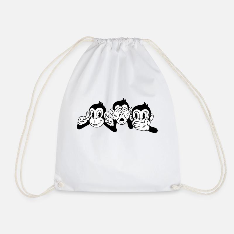 3 wise monkeys - Drawstring Bag - white
