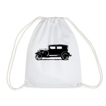 Vintage Classic Car Silhouette - Drawstring Bag - white - Front