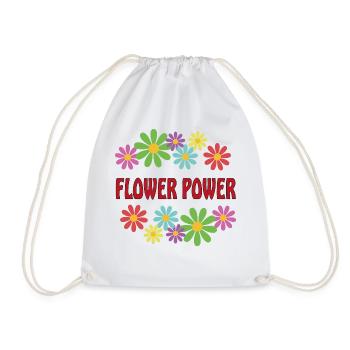 Peace World Peace Flower Power Gift 70s Love - Drawstring Bag - white - Front