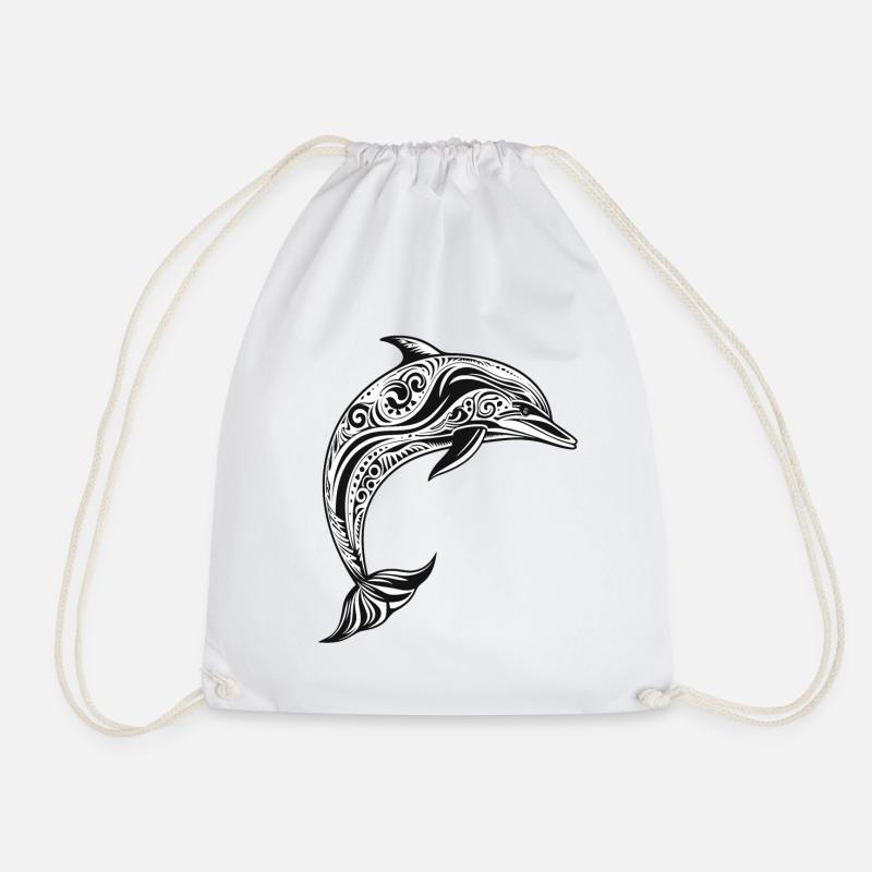 Delphin mit Maori-Motiven - Turnbeutel - Weiß