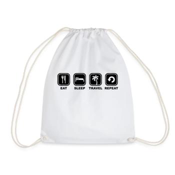 Eat sleep travel repeat - Drawstring Bag - white - Front
