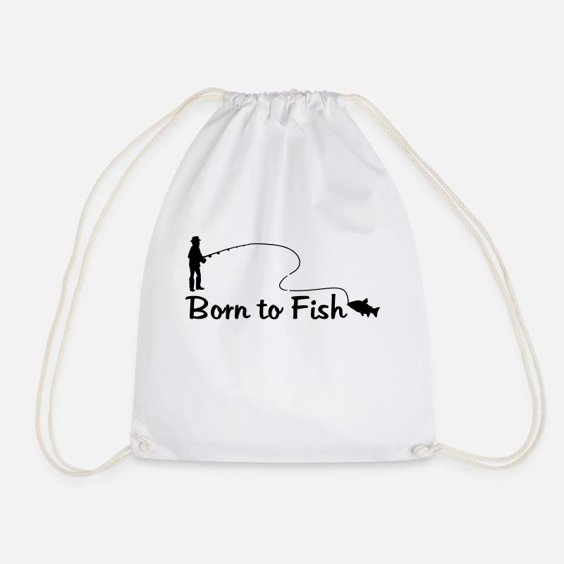 born to fish - Drawstring Bag - white