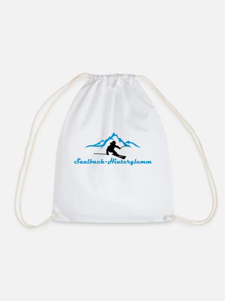 Winter - Skifahrer Berge Saalbach - Turnbeutel - Weiß