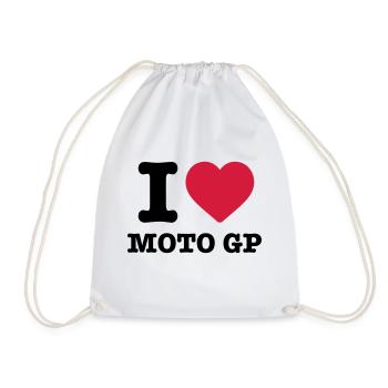 I love Moto GP Motorcycle Saying Motorcyclist Bike - Drawstring Bag - white - Front