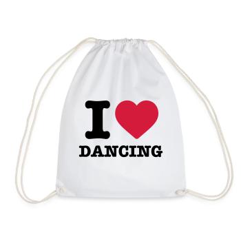 I love Dancing saying dance dance dancer heart pulse - Drawstring Bag - white - Front