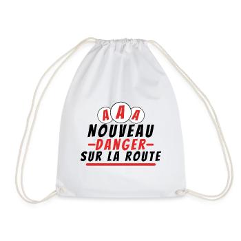 Nouveau danger sur la route. cadeau permis - Sac de sport léger - blanc - Devant