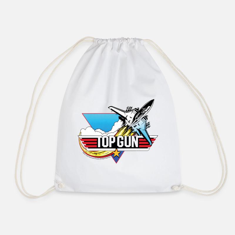 Top Gun Fighter Jet Logo - Drawstring Bag - white