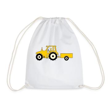 Tracteur avec remorque jaune - Sac de sport léger - blanc - Devant