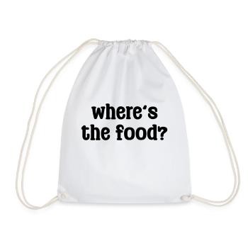 where's the food party quote - Drawstring Bag - white - Front