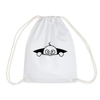 Baby peeks out of the belly - Drawstring Bag - white - Front