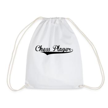 chess player retro college baseball styl - Drawstring Bag - white - Front