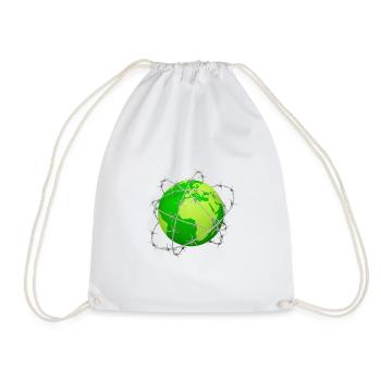 planète terre fil barbelé 3D globe - Sac de sport léger - blanc - Devant