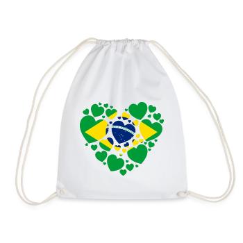 BRASILIEN FAHNE HERZEN LIEBE - Turnbeutel - Weiß - Vorne