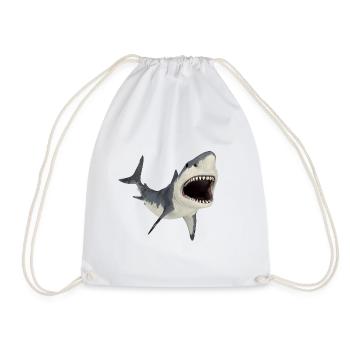 Great white shark on the hunt - Drawstring Bag - white - Front