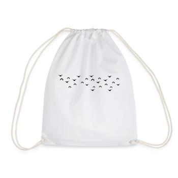 flock of birds - Drawstring Bag - white - Front