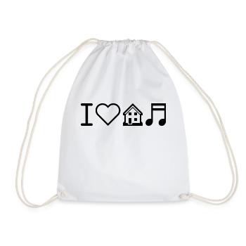 I love house music Raving Konzert Party Geschenk - Turnbeutel - Weiß - Vorne