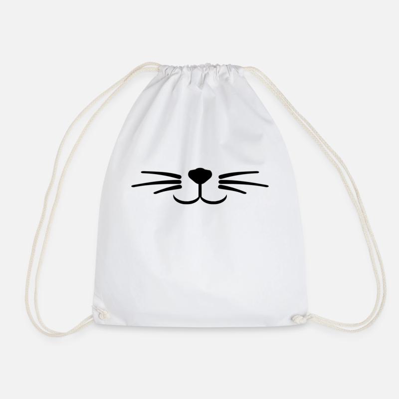 Cat mustache - Drawstring Bag - white