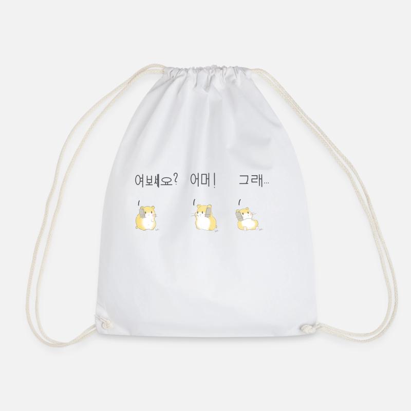 Hamster Phone Korea - Drawstring Bag - white