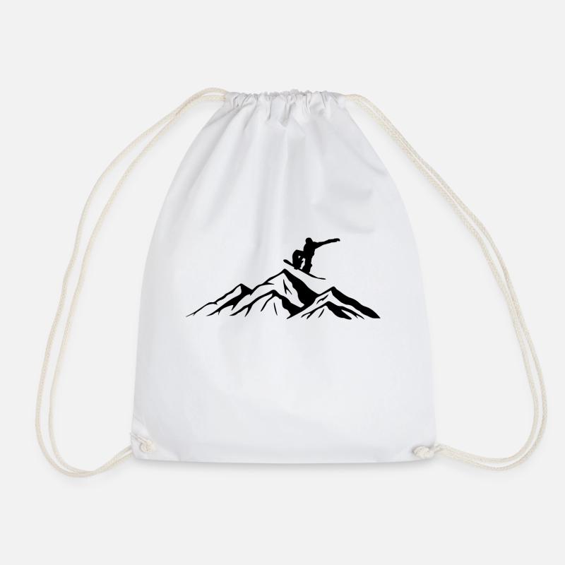 Snowboard Snowboarder - Drawstring Bag - white