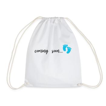 Baby coming soon Schwangerschaft Geburt Junge Boy - Turnbeutel - Weiß - Vorne
