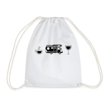 Coffee wine and camping - (3) - Drawstring Bag - white - Front