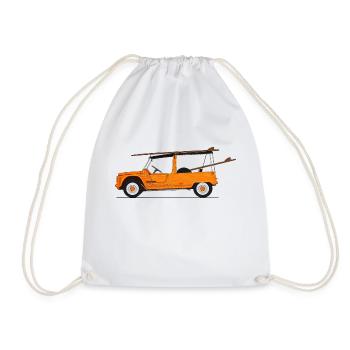 ORANGE FRENCH BEACH SURF CAR - Drawstring Bag - white - Front