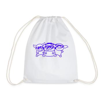 3 DJ Party Pigs Team Three Friends Party Crew - Drawstring Bag - white - Front