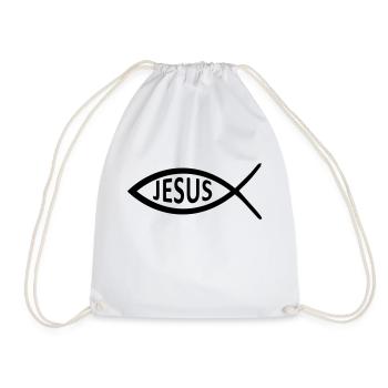 Symbole du poisson de Jésus - Sac de sport léger - blanc - Devant