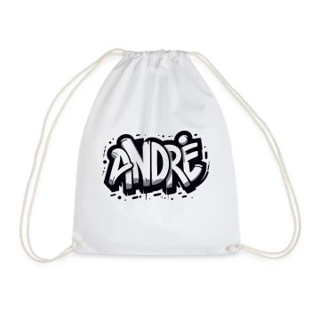 André Name First name Graffiti - Drawstring Bag - white - Front