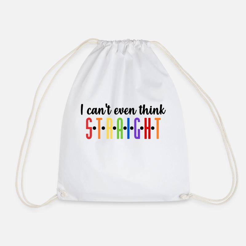 I can't even think 🏳️ 🌈😄 straight - Drawstring Bag - white