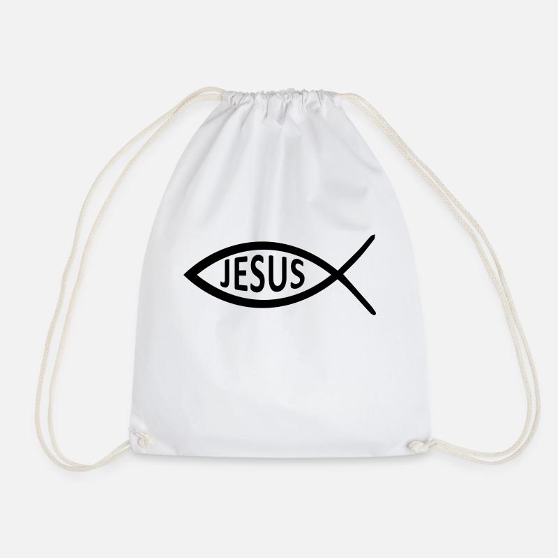 jesus fisch symbol - Turnbeutel - Weiß
