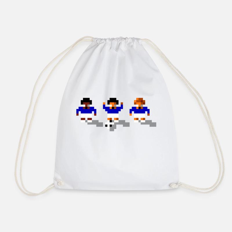 Soccer Blue and White - Drawstring Bag - white