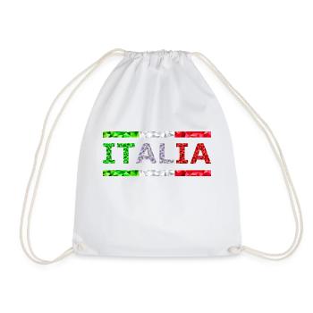 Italien Text und Fahne als Streifen low poly - Turnbeutel - Weiß - Vorne