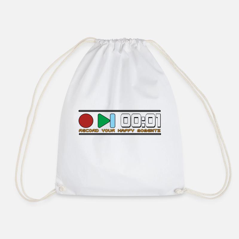 Record your happy moments - Drawstring Bag - white