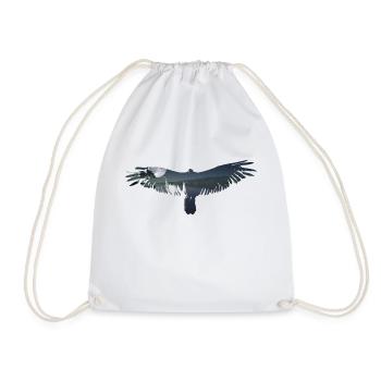 eagle, bird, mountains, animal motif, moon, landscape - Drawstring Bag - white - Front
