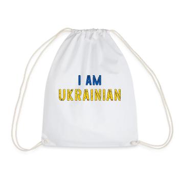I am ukrainian grunge flag outline - Drawstring Bag - white - Front