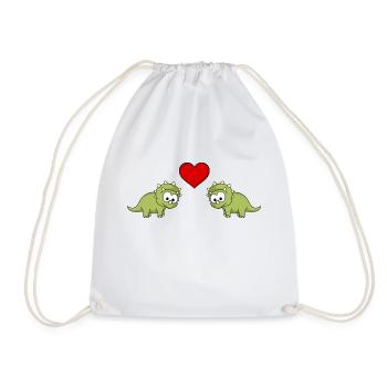 Dinosaure tricératops amour de couple - Sac de sport léger - blanc - Devant