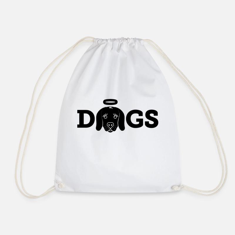 Holy Dogs (Full black) - Drawstring Bag - white